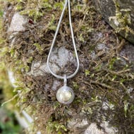 Silver and gold heart pebble pendant and chain
