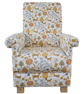 Fryetts Woodland Animals Ochre Fabric Adult Armchair Chair Nursery Deer Fox Owl - Image 1