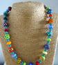 lampwork glass beaded necklace, rainbow polka dot jewellery - Image 4