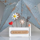 Find What Makes You Happy Daisy & Seagull Planter