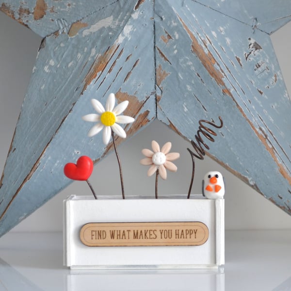 Find What Makes You Happy Daisy & Seagull Planter