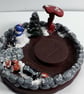 Handmade Polymer Clay Christmas Pudding Fairy House Tealight Holder (Pink) - Image 6