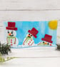 Melting Snowman Christmas Decoration; Fused Glass Snowman Wave