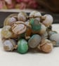 Crazy agate knotted cord green, yellow, brown and orange necklace, toggle clasp  - Image 7