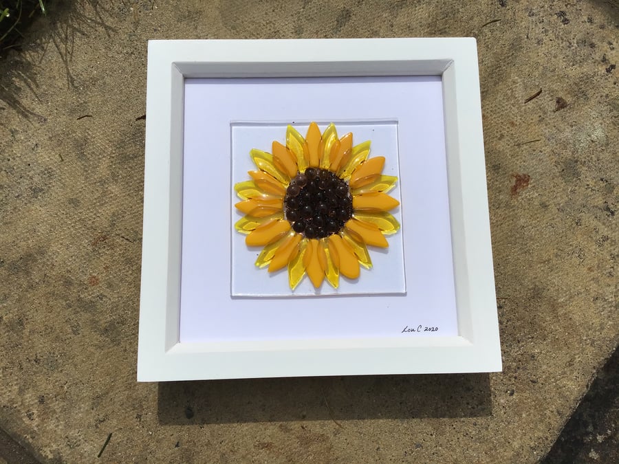 Fused glass sunflower picture