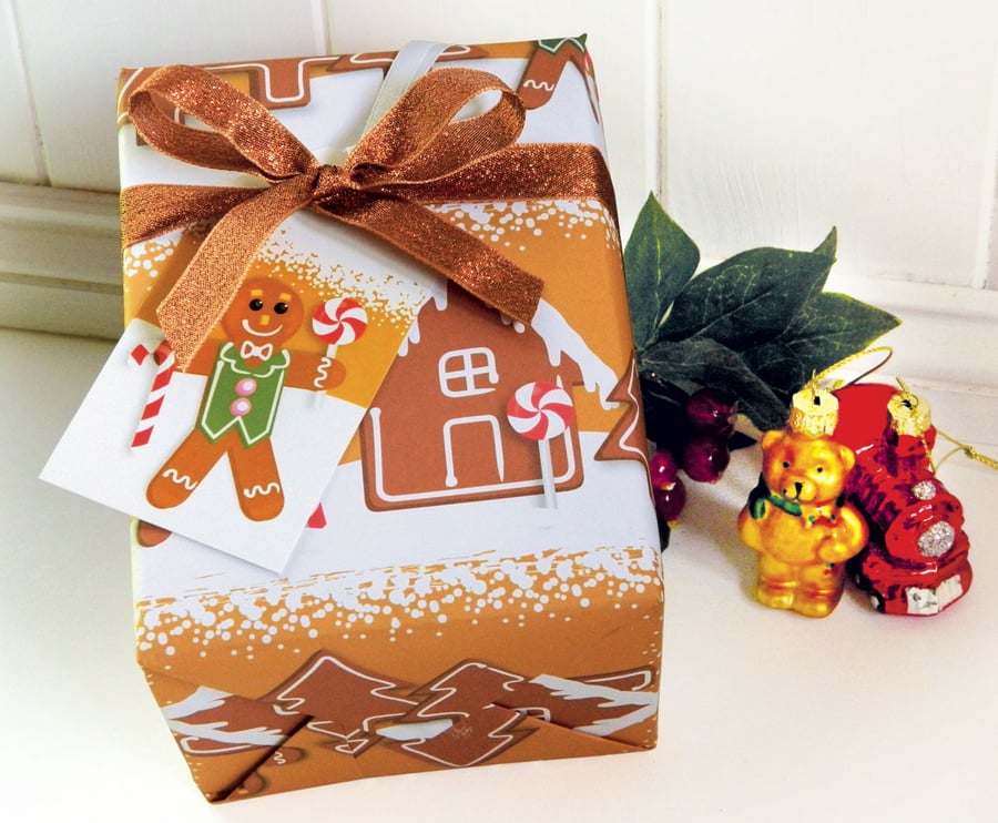 Gingerbread Christmas Gift Wrap Set
