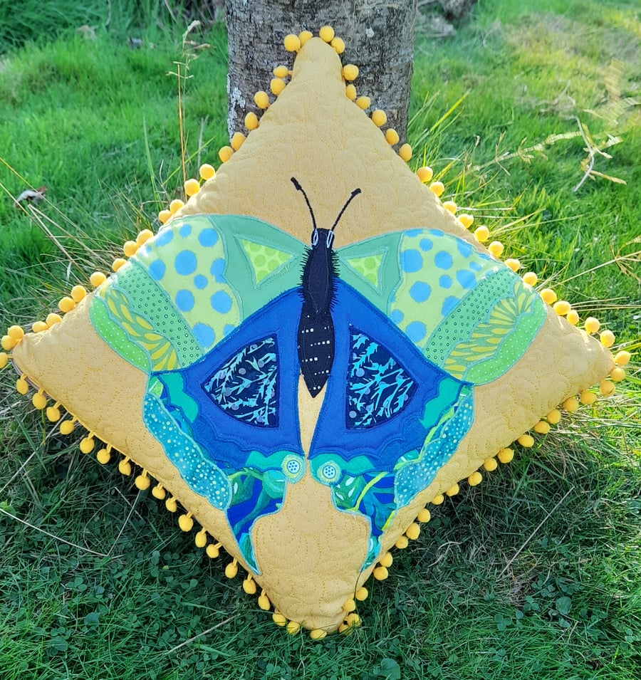 Bonny Blue Butterfly Cushion