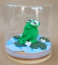 Happy Little Froggo, unique handmade frog ornament in a jar - Image 2