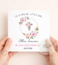 Personalised Christening Card for Girl Floral Cross Baptism Card Granddaughter