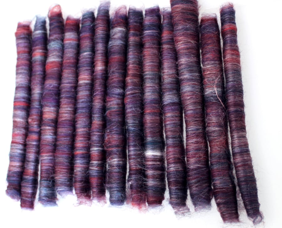 Punis Rolags Merino Wool Silk hand carded Midnight Oasis 50gram XL