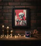 Thumbs Up Skeleton Canvas Print – Alternative Gothic Wall Art – 15 x 21cm Unfram