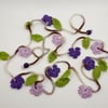 Crochet  Mauve and Lilac Blossom Garland 