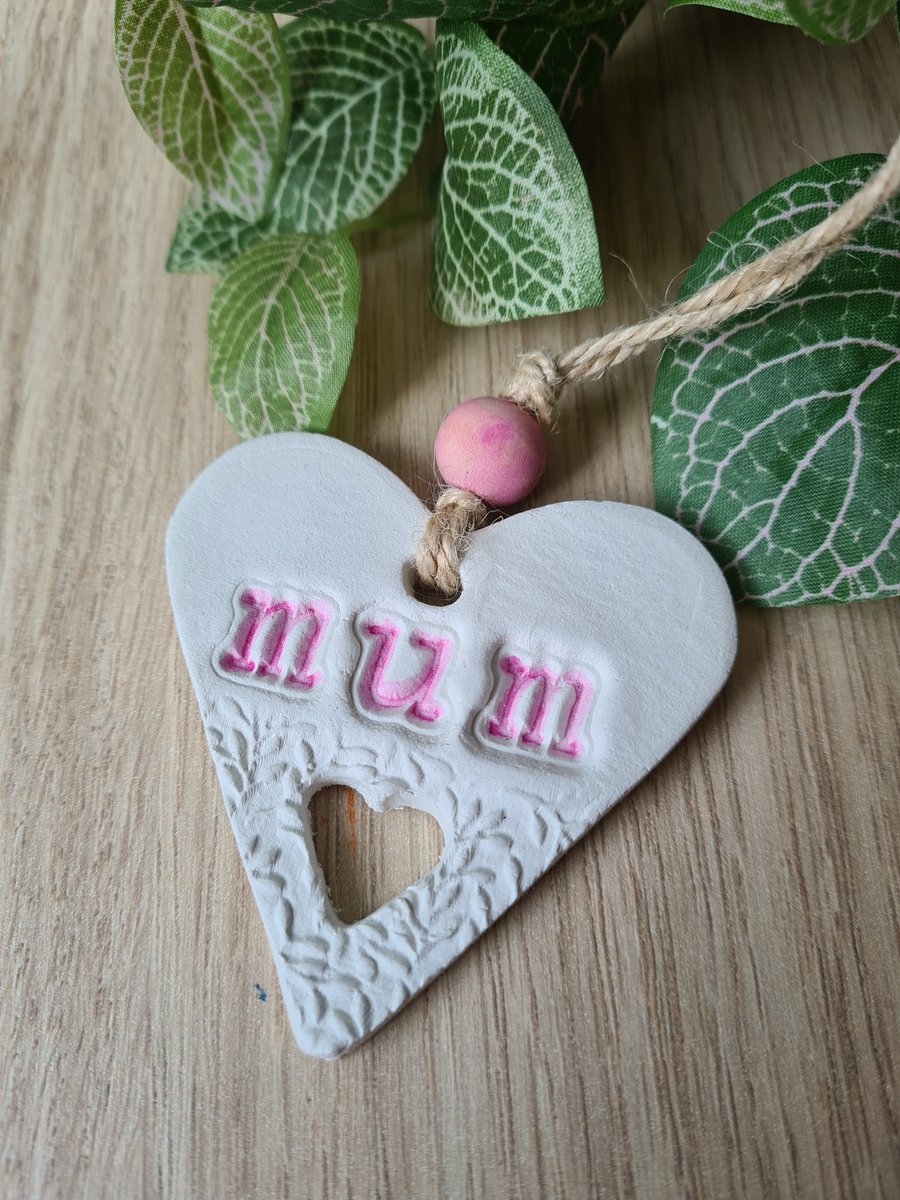 Heart Mothers Day clay hanging decoration home decor