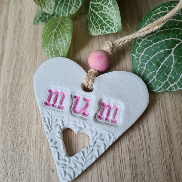 Heart Mothers Day clay hanging decoration home decor