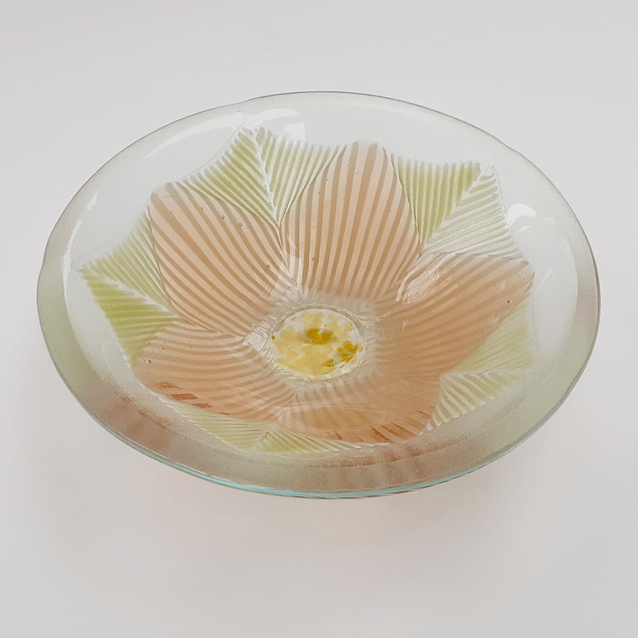 Fused glass small decorative bowl, blossom
