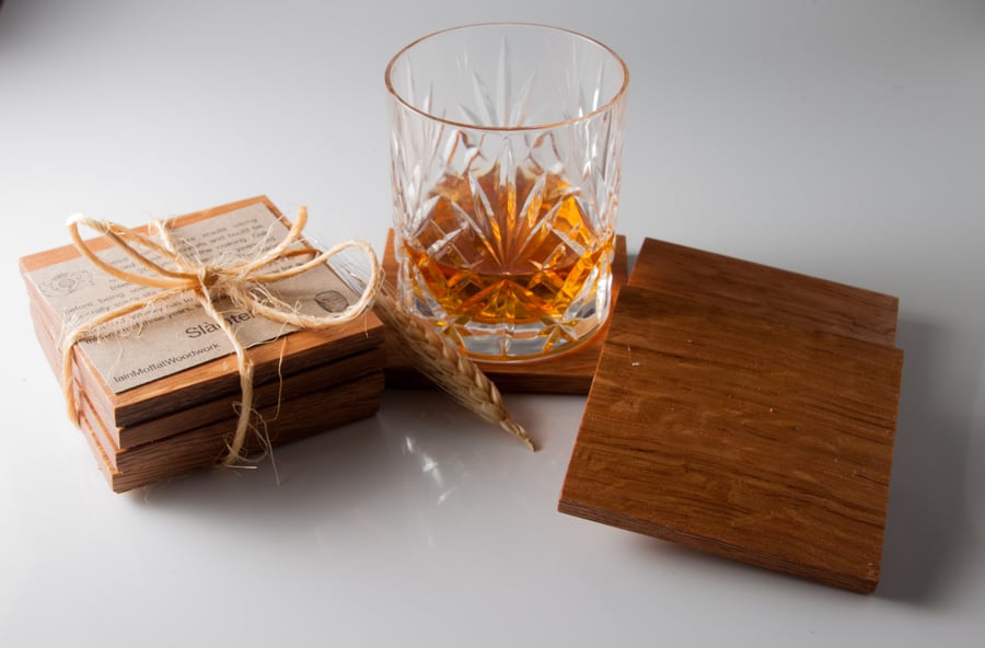 Coasters made from reused whisky barrel (Set of 4)