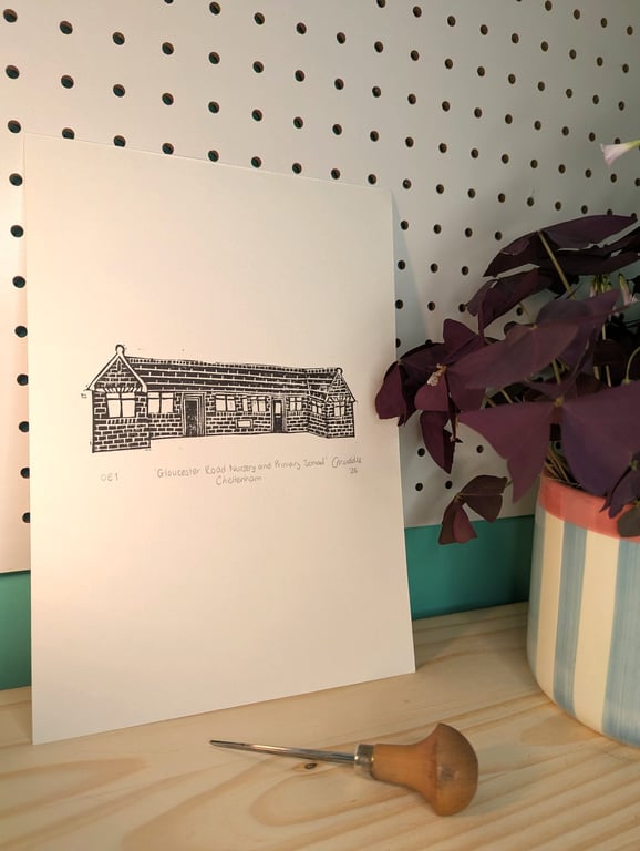 Gloucester Road School Lino Print