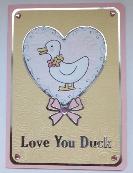 Cute Duck In A Heart Valentine Card