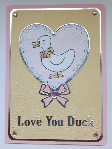 Cute Duck In A Heart Valentine Card