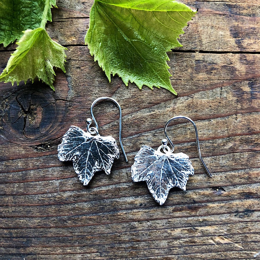 Sterling Silver Vine Leaf Earrings - Nature Jewellery