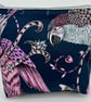 Handmade Emma Shipley sateen fully lined zip purse with birds of prey design