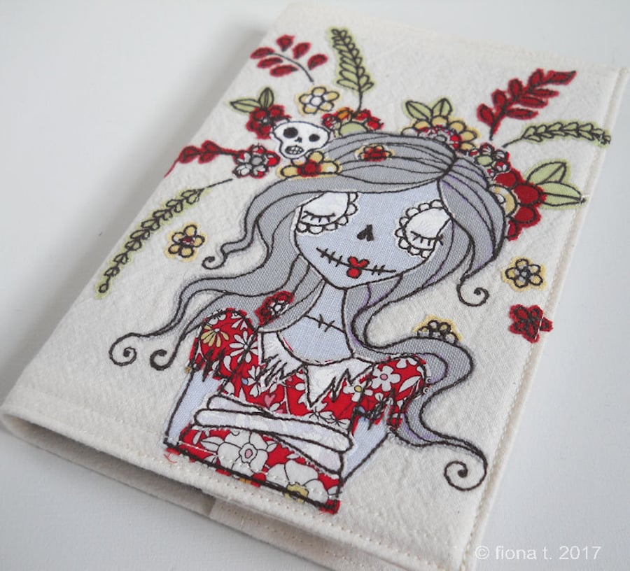 original freehand embroidered applique zombie sketchbook