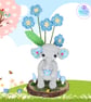 Crochet forget me not elephant sculpture. Elephant ornament.  Elephant gift. - Image 7