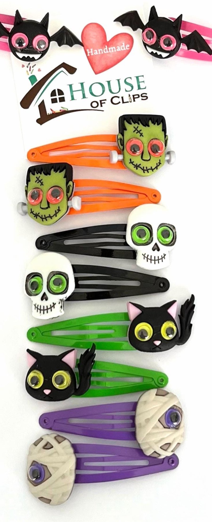 Scary Halloween Hair Clips x2 - Skeleton Hair Clips - Halloween Barrettes - Hall