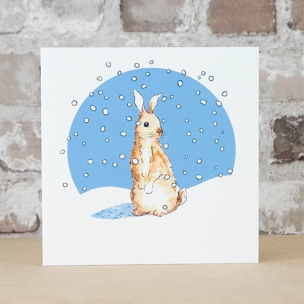 Christmas Card Snow Rabbit Ecofriendly
