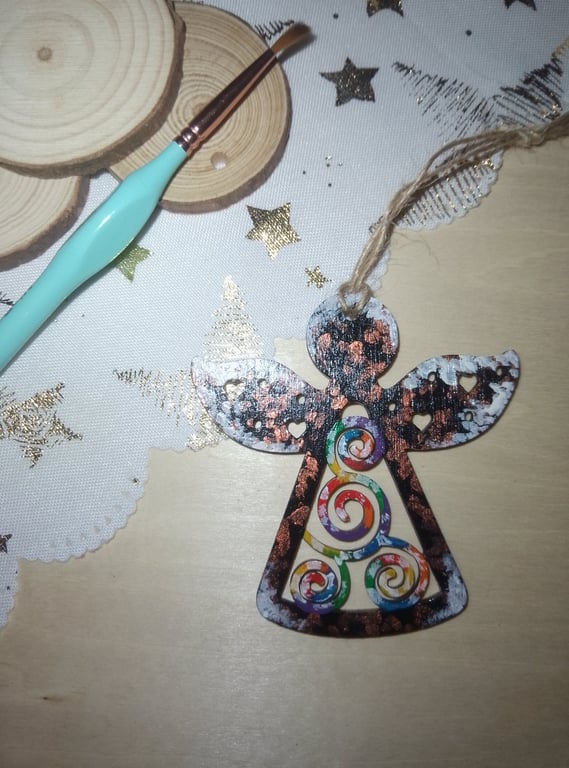 Colourful angel hanging Christmas tree decoration