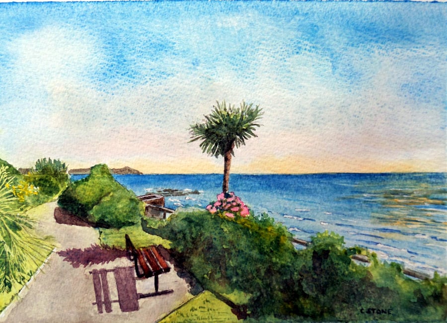 Original watercolour painting, Downderry, Cornwall. 250 x 175 mm 