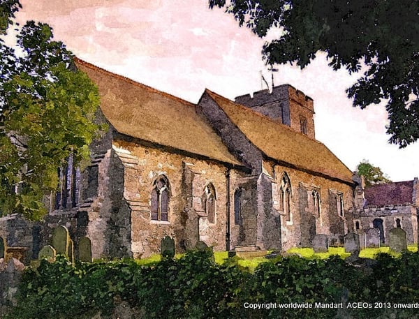 ACEO - 'Aylesford Church, Kent, England', Open Edition ACEO Print, ATC
