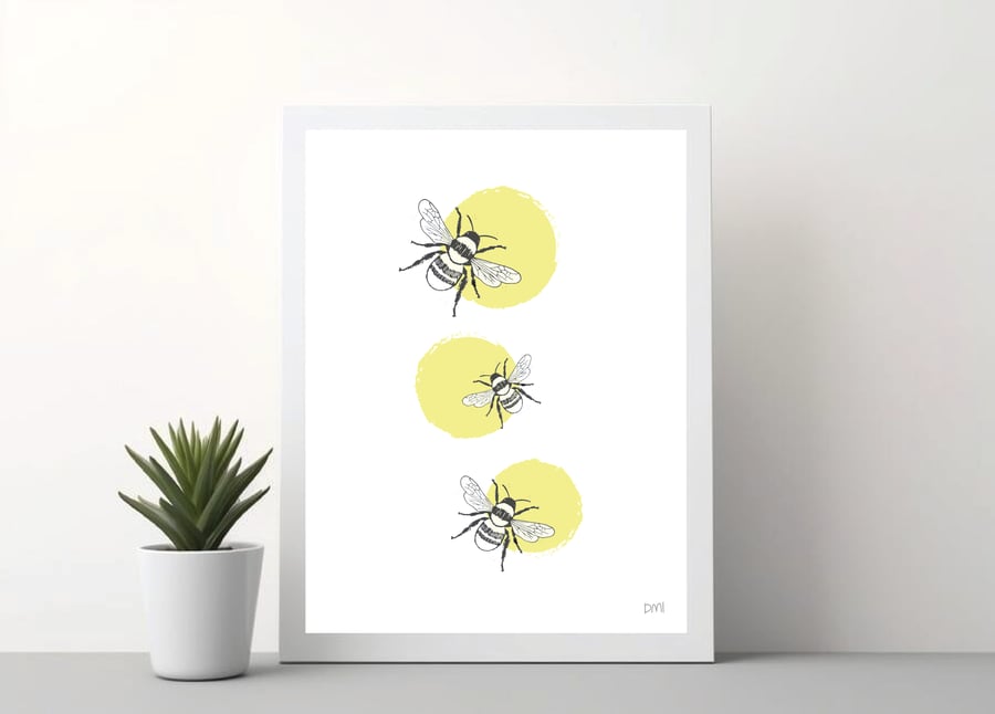 Busy Bees A4 Art Print