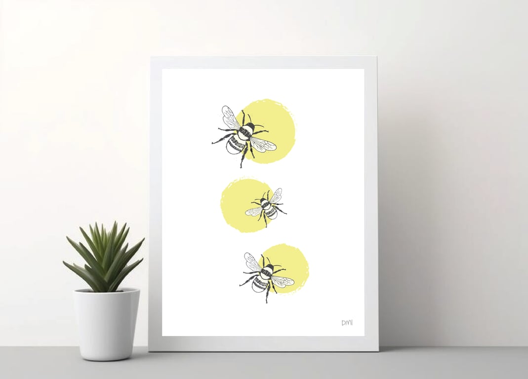 Busy Bees A4 Art Print