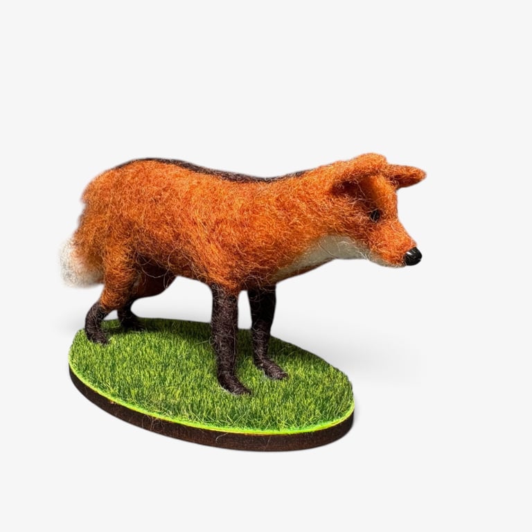 Mini fox model, needle felted, woollen sculpture