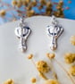 Recycled Silver Flower Drop Earrings - Bleeding Heart - Image 5
