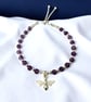 Amethyst & Silver Bee Charm Bracelet, Faceted Gemstone with Adjustable Clasp - Image 4