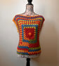 Rainbow Crochet Top 100% Cotton Small 