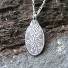 Fine Silver and Sterling Silver Pendant and Chain with Leaf Design.