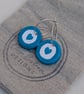 Hand-painted blue heart polymer clay and sterling silver hoop earrings  - Image 6