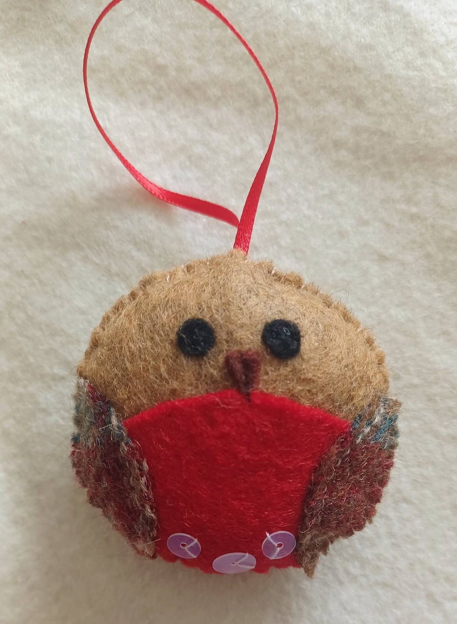 Handmade Felt Robin Hanging