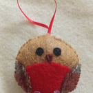 Handmade Felt Robin Hanging