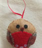 Handmade Felt Robin Hanging