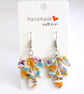 Orange & Turquoise Leaf Polymer Clay Earrings, Colourful Botanical Dangles - Image 3