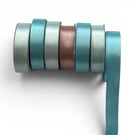 Double-Sided Satin Ribbon Set of 7 Blues - 23mm x 25 Metres Each