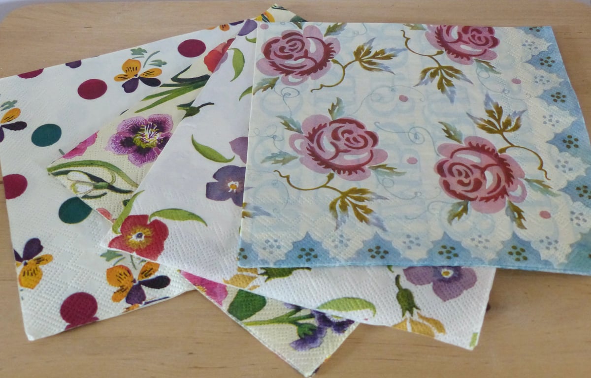 Four Mixed Paper Napkins