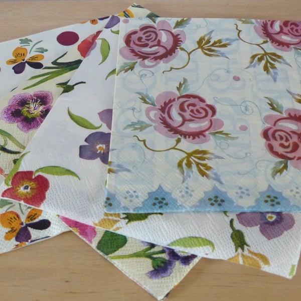 Four Mixed Paper Napkins