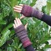 Fingerless gloves - Comfy knitted women's mittens in grey, burgundy, brown, knit