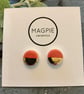 Ceramic button earrings - Coral - Image 2