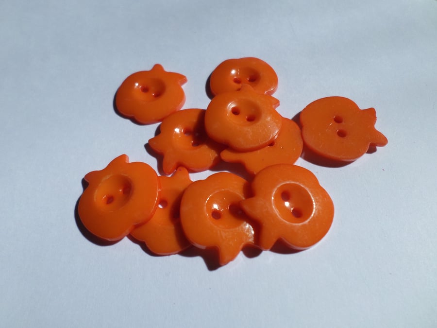 10 x 2-Hole Acrylic Buttons - 21mm - Apple - Orange 